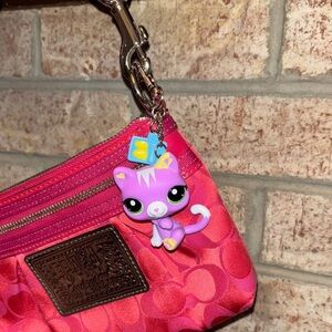 Repurposed Littlest Pet Shop Purple Cat Keychain